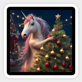 Unicorn Hugs Christmas Tree Sticker